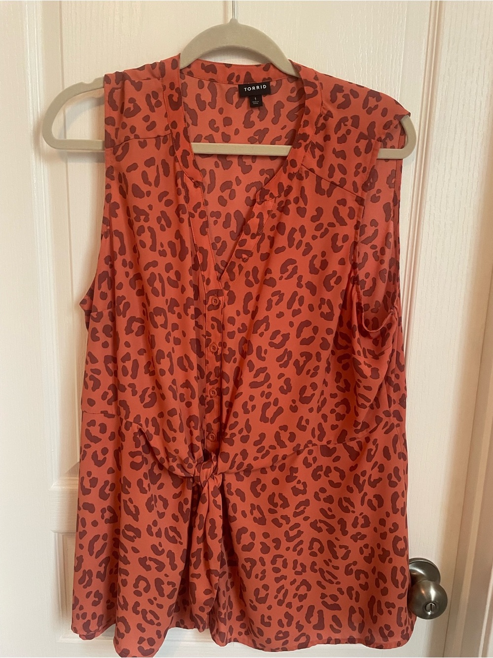 torrid Rust Leopard Print Tie-Front Sleeveless Top